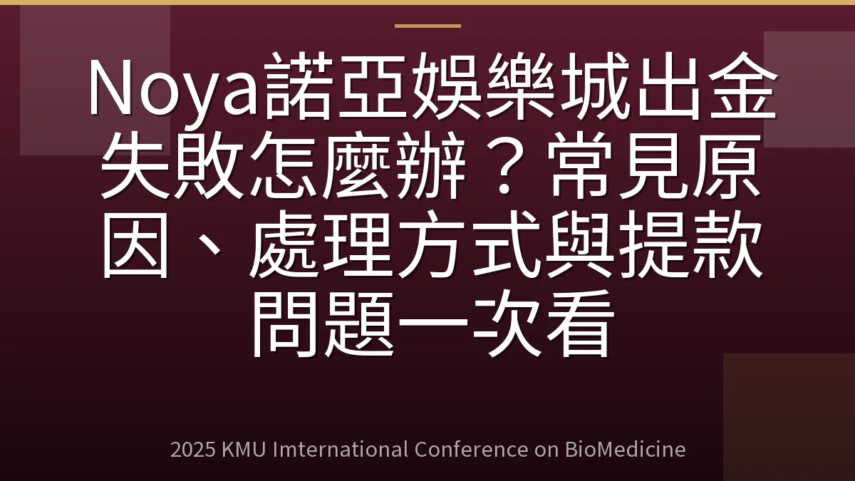 Noya諾亞娛樂城出金失敗怎麼辦？常見原因、處理方式與提款問題一次看