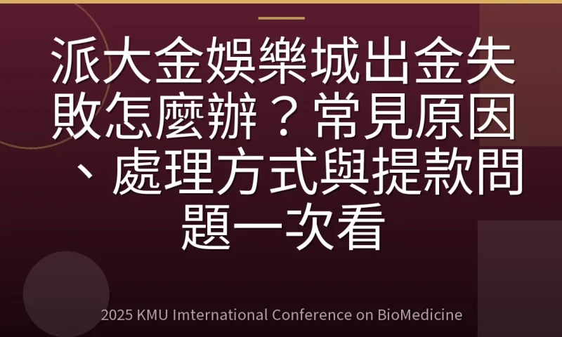 派大金娛樂城出金失敗怎麼辦？常見原因、處理方式與提款問題一次看